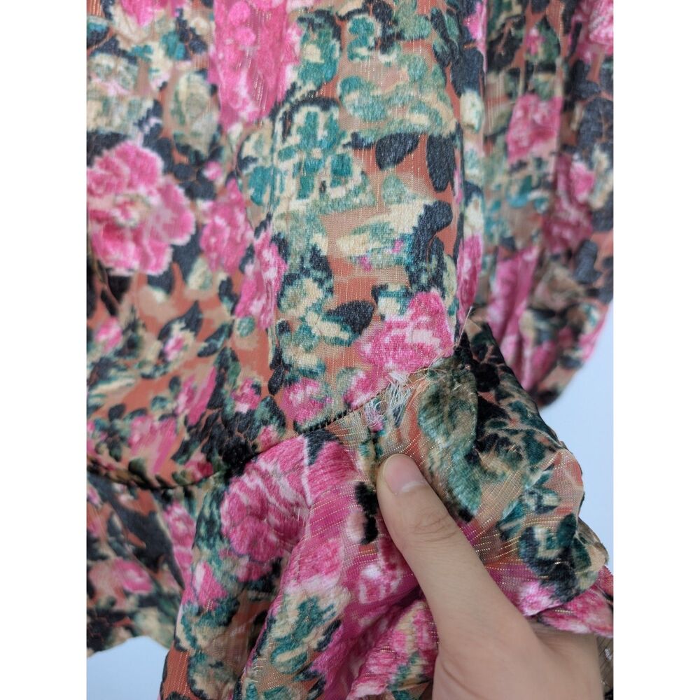 Hemant & Nandita Pakhi One Shoulder Mini Dress Floral Ruffle Hem Sz S $461 - Picture 9 of 16